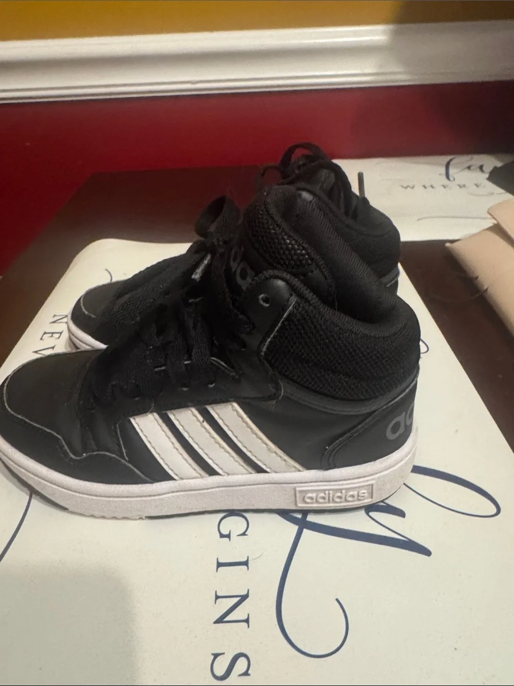 adidas 3.0 Hoops Kids Black & White Mid-Top Sneakers